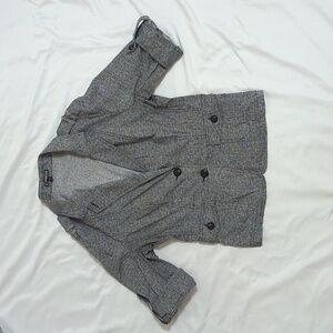 Express 3/4 Sleeve Tweed Look Cotton Blazer, Color Light Gray Size 12